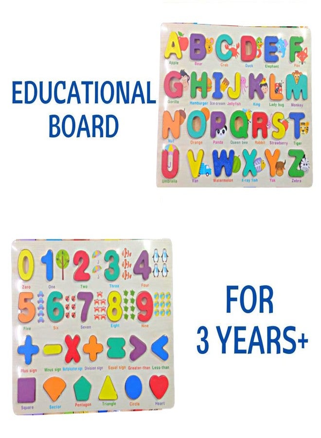 FI - FLICK IN 2 Pcs Wooden Capital Alphabet & Number Signs Puzzle for 3 Year Kids Educational Learning Tray Games Toy for Kids (Pack of 2, Multicolor) - Image 3